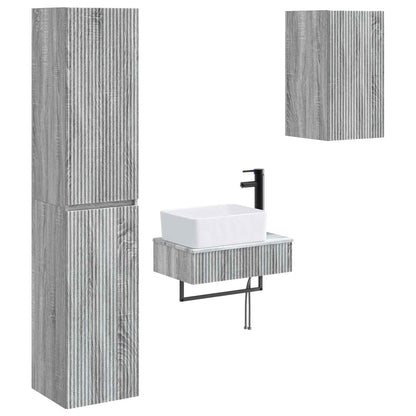 Bathroom Furniture Set 3 pcs Grey Sonoma 33 x 34.5 x 160 cm
