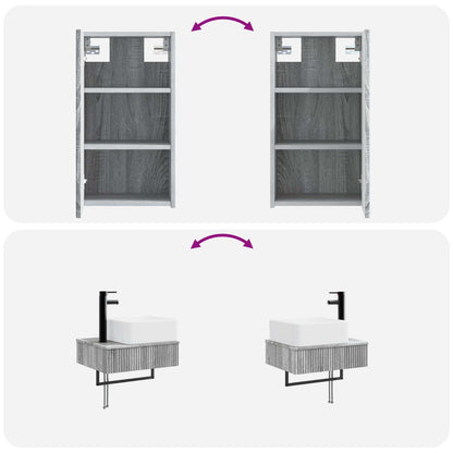 Bathroom Furniture Set 3 pcs Grey Sonoma 33 x 34.5 x 160 cm
