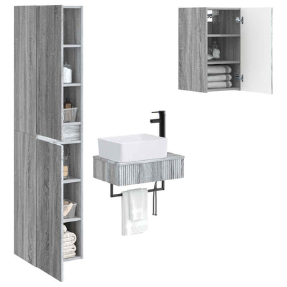 Bathroom Furniture Set 3 pcs Grey Sonoma 33 x 34.5 x 160 cm