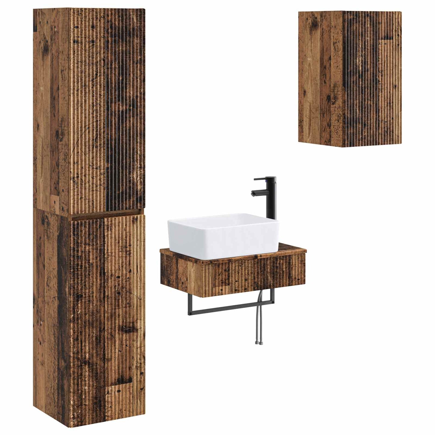 Bathroom Furniture Set 3 pcs Old Wood 33 x 34.5 x 160 cm