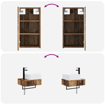 Bathroom Furniture Set 3 pcs Old Wood 33 x 34.5 x 160 cm