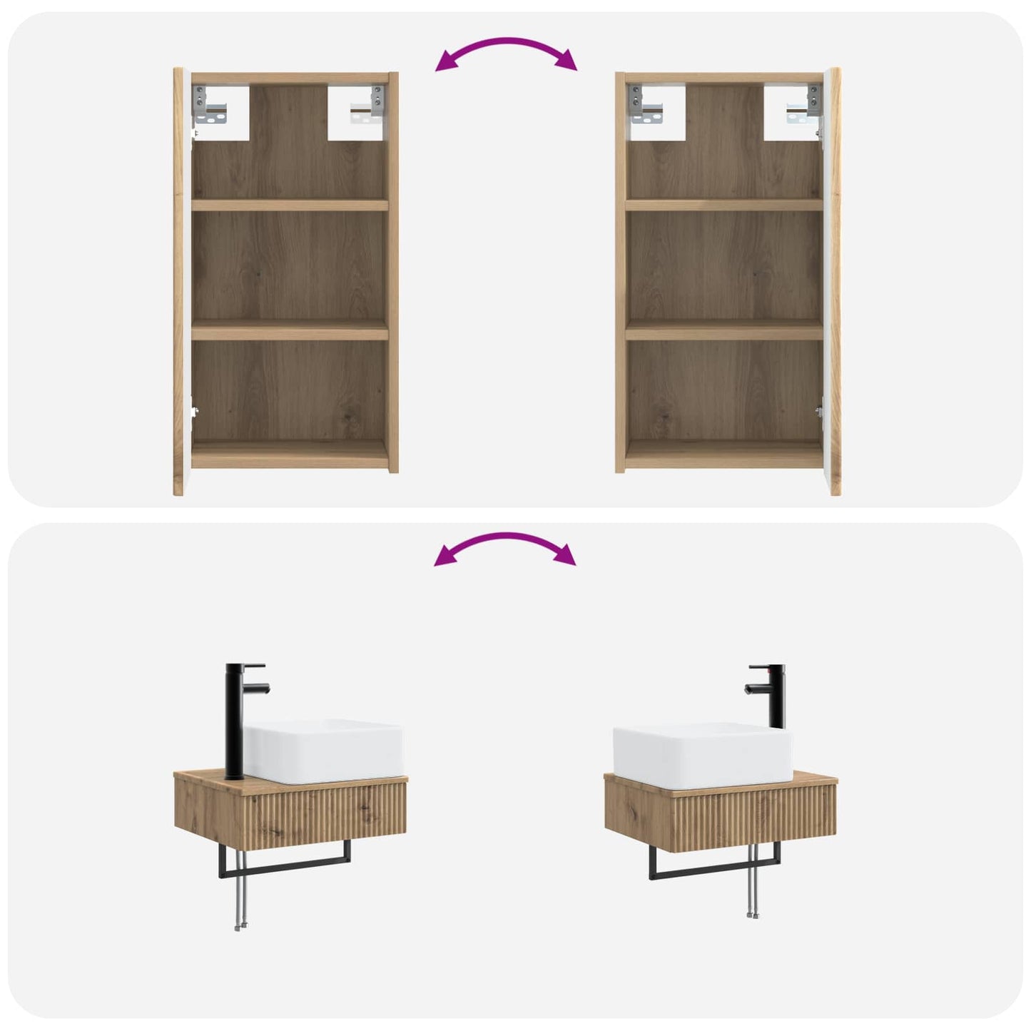 Bathroom Furniture Set 3 pcs Artisan Oak 33 x 34.5 x 160 cm