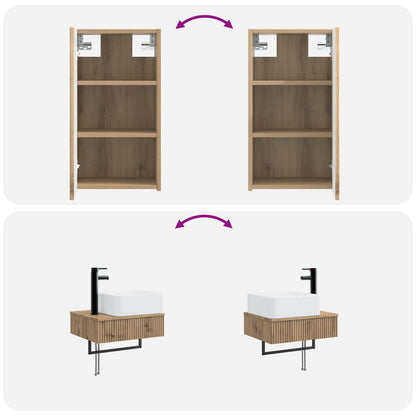 Bathroom Furniture Set 3 pcs Artisan Oak 33 x 34.5 x 160 cm