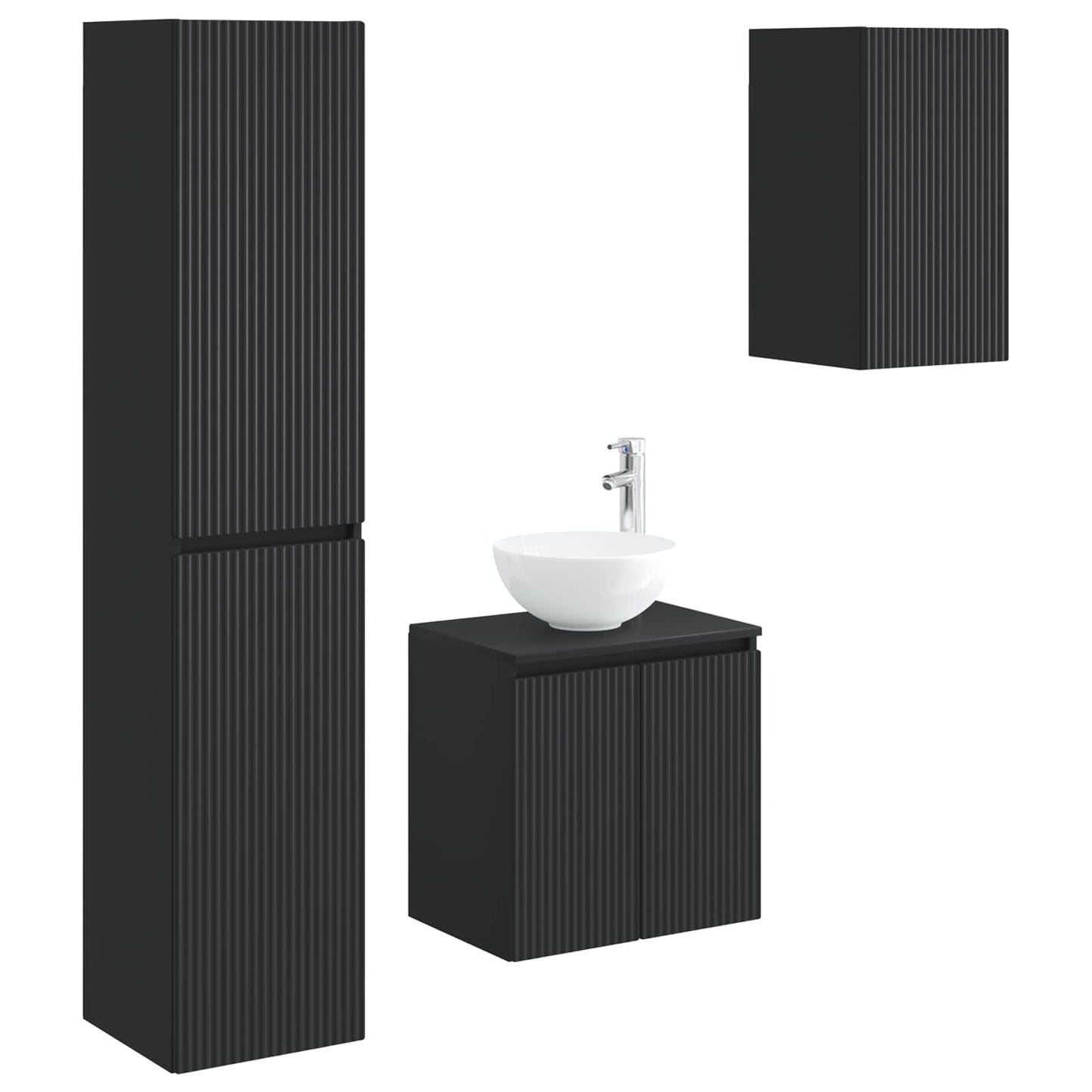 Bathroom Furniture Set 3 pcs Black 33 x 34.5 x 160 cm
