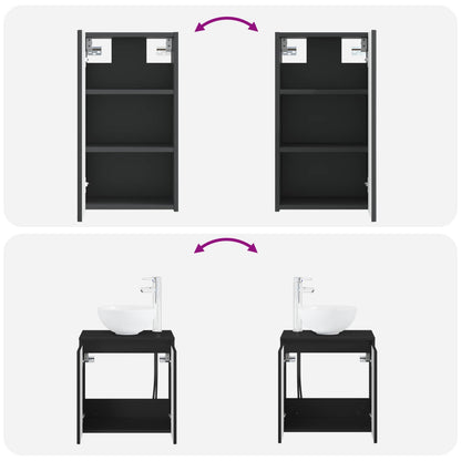 Bathroom Furniture Set 3 pcs Black 33 x 34.5 x 160 cm