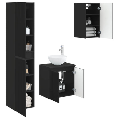 Bathroom Furniture Set 3 pcs Black 33 x 34.5 x 160 cm
