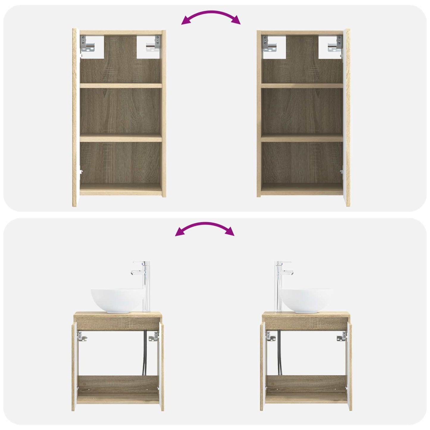 Bathroom Furniture Set 3 pcs Sonoma Oak 33 x 34.5 x 160 cm