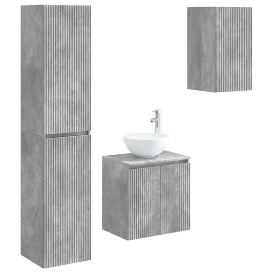 Bathroom Furniture Set 3 pcs Concrete Grey 33 x 34.5 x 160 cm