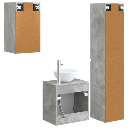 Bathroom Furniture Set 3 pcs Concrete Grey 33 x 34.5 x 160 cm