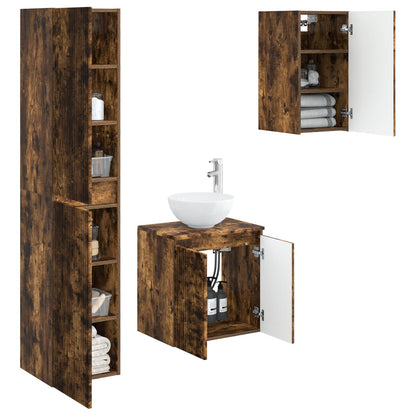 Bathroom Furniture Set 3 pcs Smoked Oak 33 x 34.5 x 160 cm