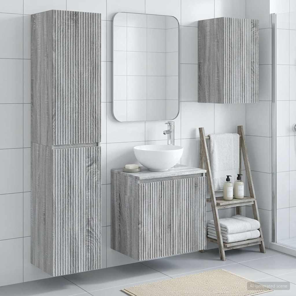 Bathroom Furniture Set 3 pcs Grey Sonoma 33 x 34.5 x 160 cm