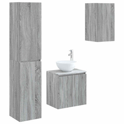 Bathroom Furniture Set 3 pcs Grey Sonoma 33 x 34.5 x 160 cm