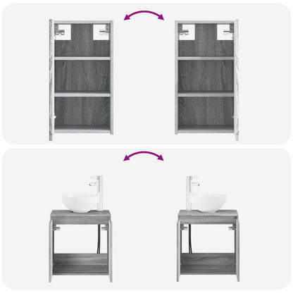 Bathroom Furniture Set 3 pcs Grey Sonoma 33 x 34.5 x 160 cm