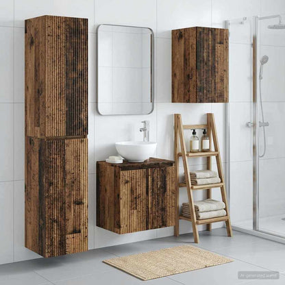 Bathroom Furniture Set 3 pcs Old Wood 33 x 34.5 x 160 cm