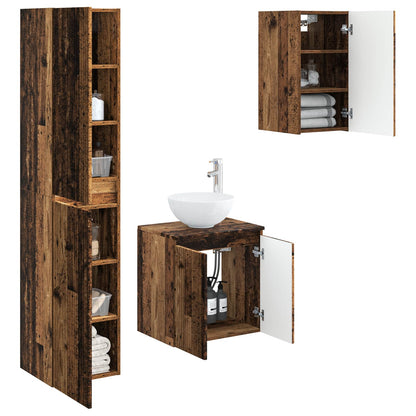 Bathroom Furniture Set 3 pcs Old Wood 33 x 34.5 x 160 cm