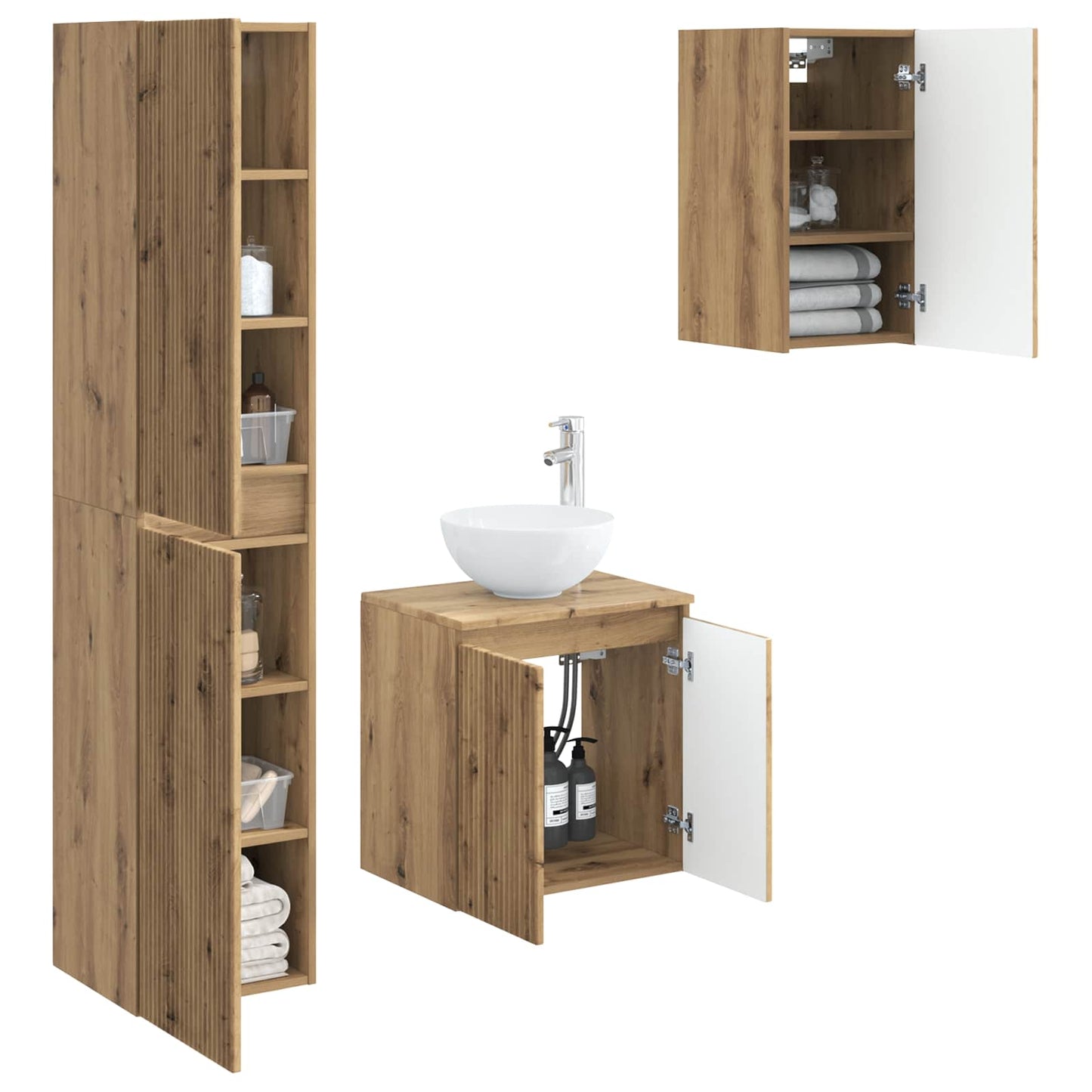 Bathroom Furniture Set 3 pcs Artisan Oak 33 x 34.5 x 160 cm