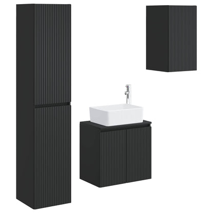 Bathroom Furniture Set 3 pcs Black 33 x 34.5 x 160 cm