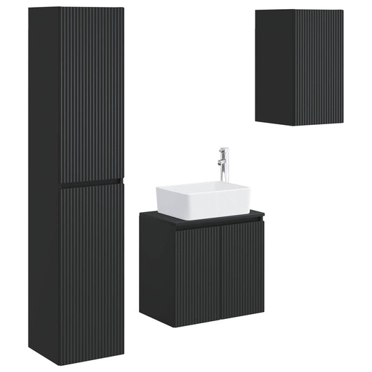 Bathroom Furniture Set 3 pcs Black 33 x 34.5 x 160 cm