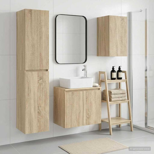 Bathroom Furniture Set 3 pcs Sonoma Oak 33 x 34.5 x 160 cm