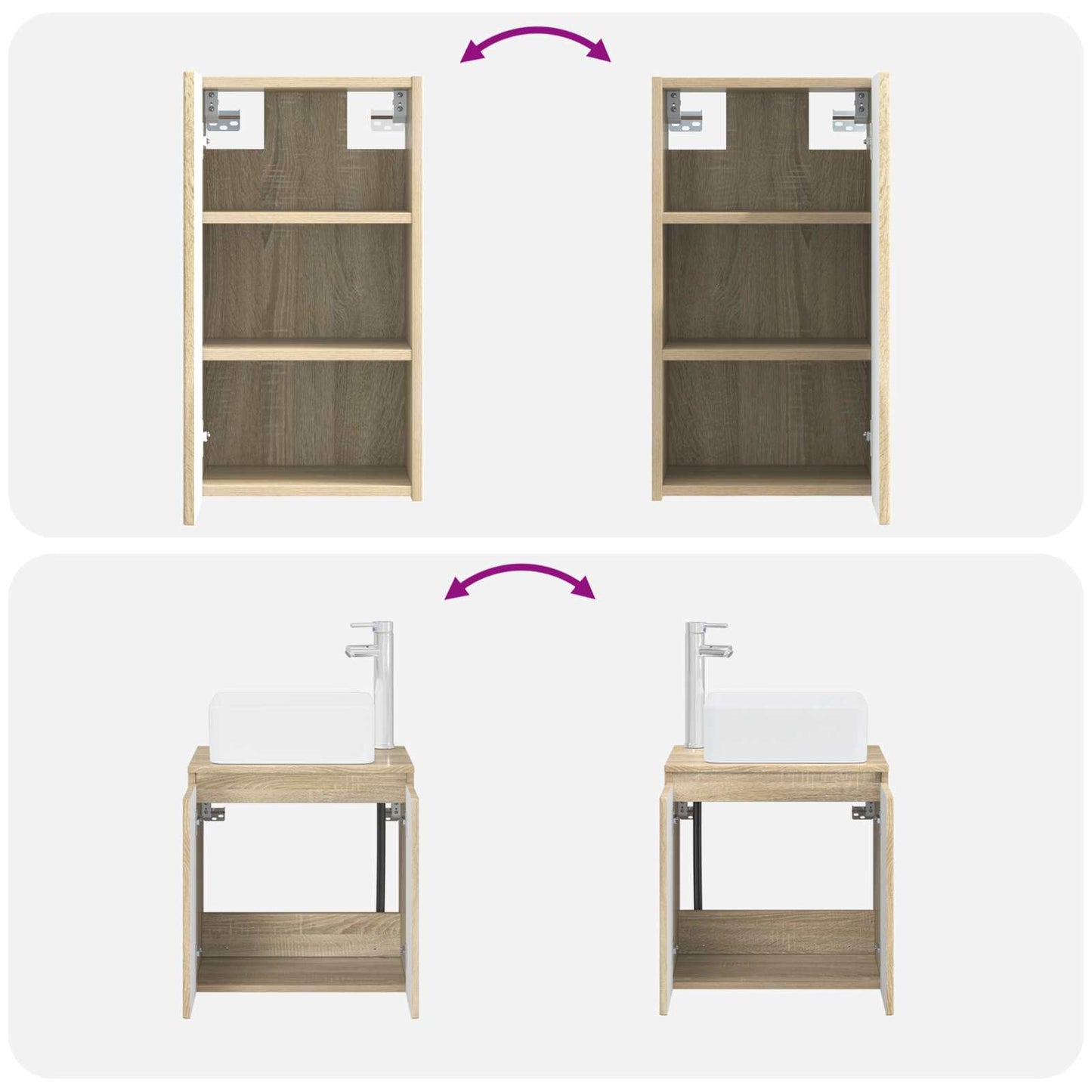 Bathroom Furniture Set 3 pcs Sonoma Oak 33 x 34.5 x 160 cm