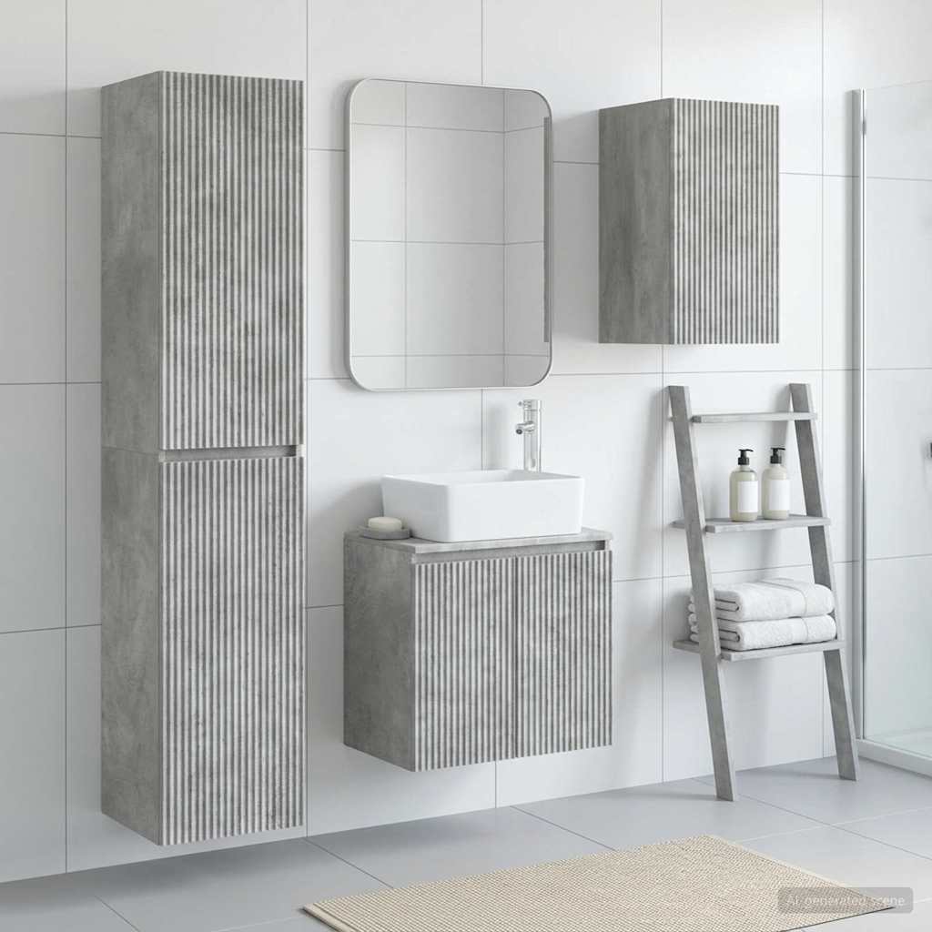 Bathroom Furniture Set 3 pcs Concrete Grey 33 x 34.5 x 160 cm