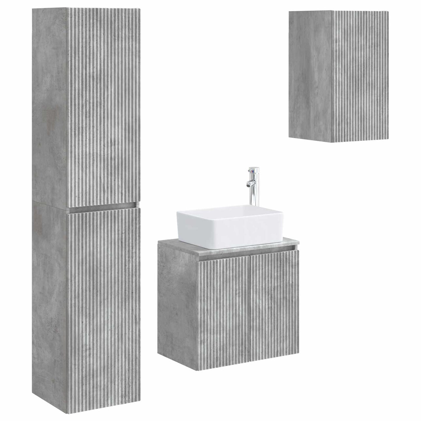 Bathroom Furniture Set 3 pcs Concrete Grey 33 x 34.5 x 160 cm