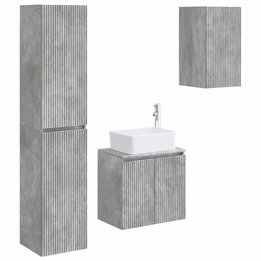 Bathroom Furniture Set 3 pcs Concrete Grey 33 x 34.5 x 160 cm
