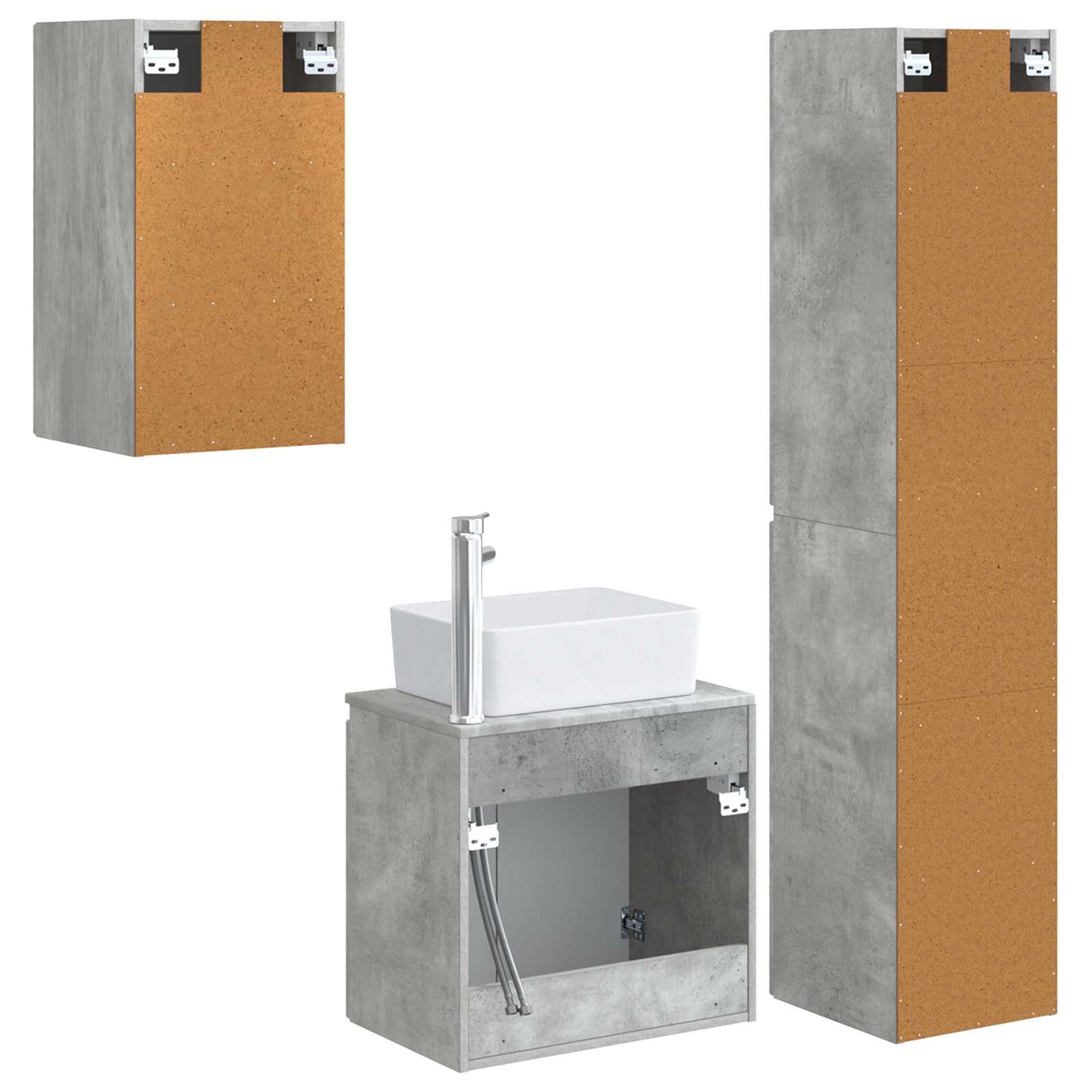 Bathroom Furniture Set 3 pcs Concrete Grey 33 x 34.5 x 160 cm