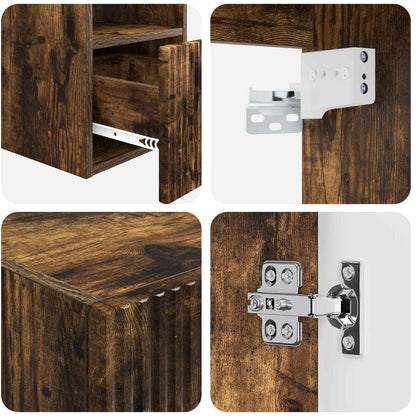 Bathroom Furniture Set 3 pcs Smoked Oak 33 x 34.5 x 160 cm