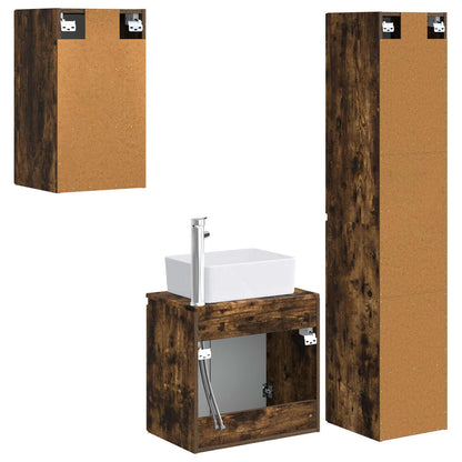 Bathroom Furniture Set 3 pcs Smoked Oak 33 x 34.5 x 160 cm