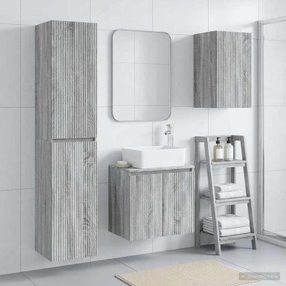 Bathroom Furniture Set 3 pcs Grey Sonoma 33 x 34.5 x 160 cm