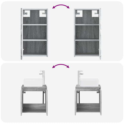 Bathroom Furniture Set 3 pcs Grey Sonoma 33 x 34.5 x 160 cm