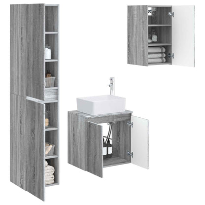 Bathroom Furniture Set 3 pcs Grey Sonoma 33 x 34.5 x 160 cm