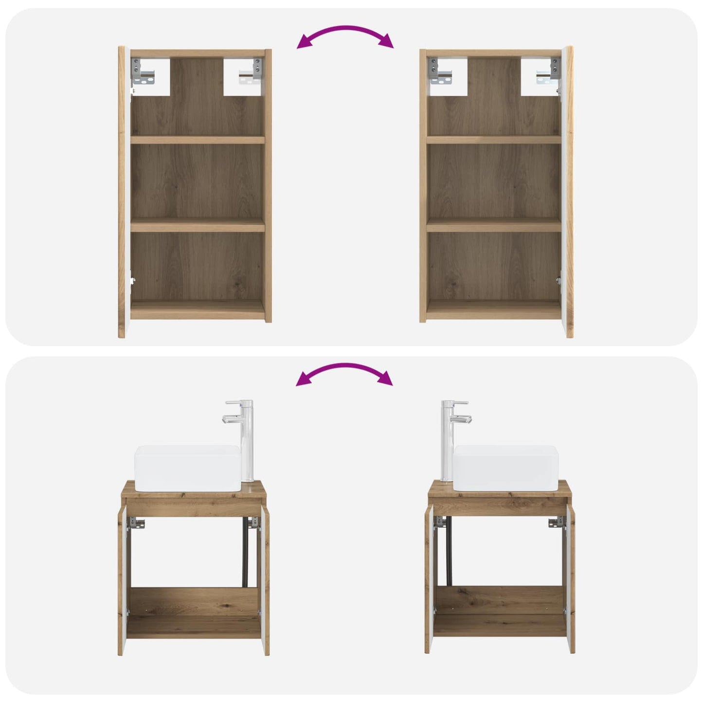Bathroom Furniture Set 3 pcs Artisan Oak 33 x 34.5 x 160 cm