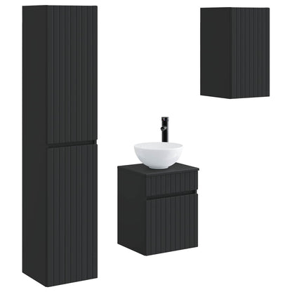 Bathroom Furniture Set 3 pcs Black 33 x 34.5 x 160 cm