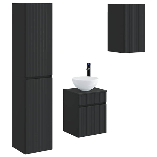 Bathroom Furniture Set 3 pcs Black 33 x 34.5 x 160 cm