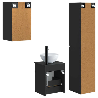 Bathroom Furniture Set 3 pcs Black 33 x 34.5 x 160 cm