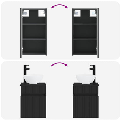 Bathroom Furniture Set 3 pcs Black 33 x 34.5 x 160 cm