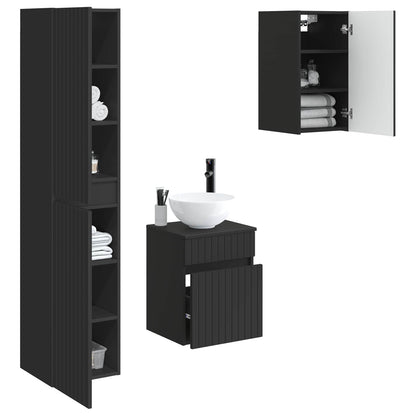 Bathroom Furniture Set 3 pcs Black 33 x 34.5 x 160 cm