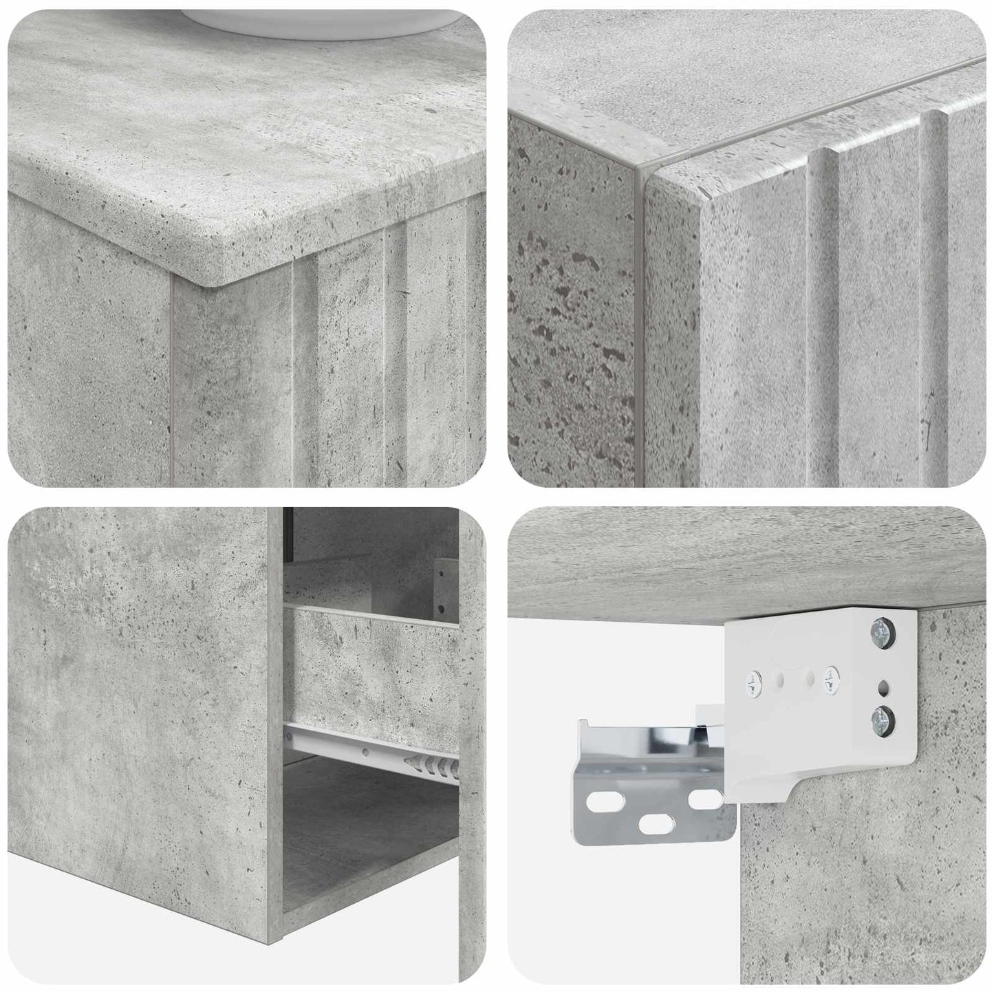 Bathroom Furniture Set 3 pcs Concrete Grey 33 x 34.5 x 160 cm