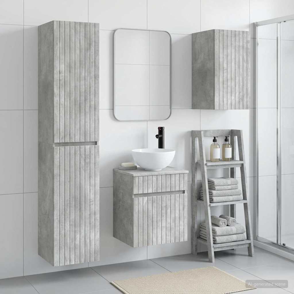 Bathroom Furniture Set 3 pcs Concrete Grey 33 x 34.5 x 160 cm