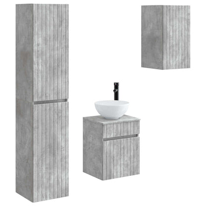 Bathroom Furniture Set 3 pcs Concrete Grey 33 x 34.5 x 160 cm