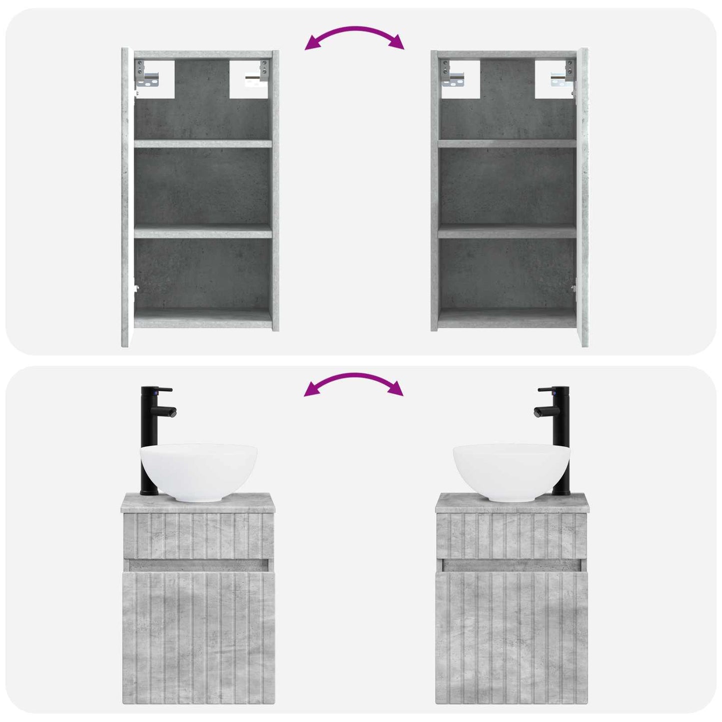Bathroom Furniture Set 3 pcs Concrete Grey 33 x 34.5 x 160 cm