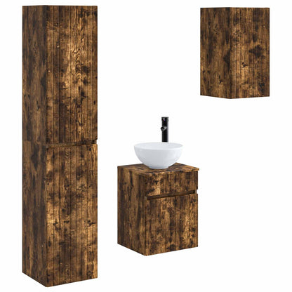 Bathroom Furniture Set 3 pcs Smoked Oak 33 x 34.5 x 160 cm