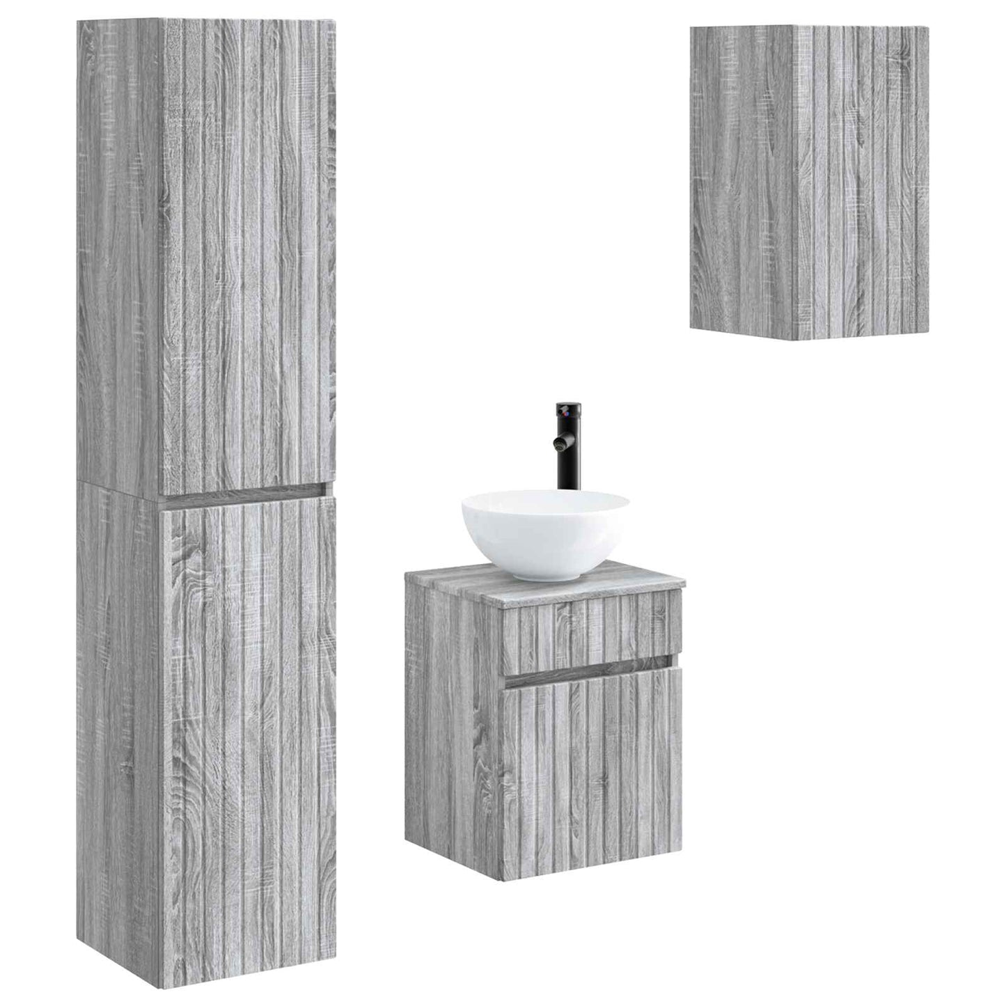 Bathroom Furniture Set 3 pcs Grey Sonoma 33 x 34.5 x 160 cm