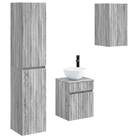 Bathroom Furniture Set 3 pcs Grey Sonoma 33 x 34.5 x 160 cm