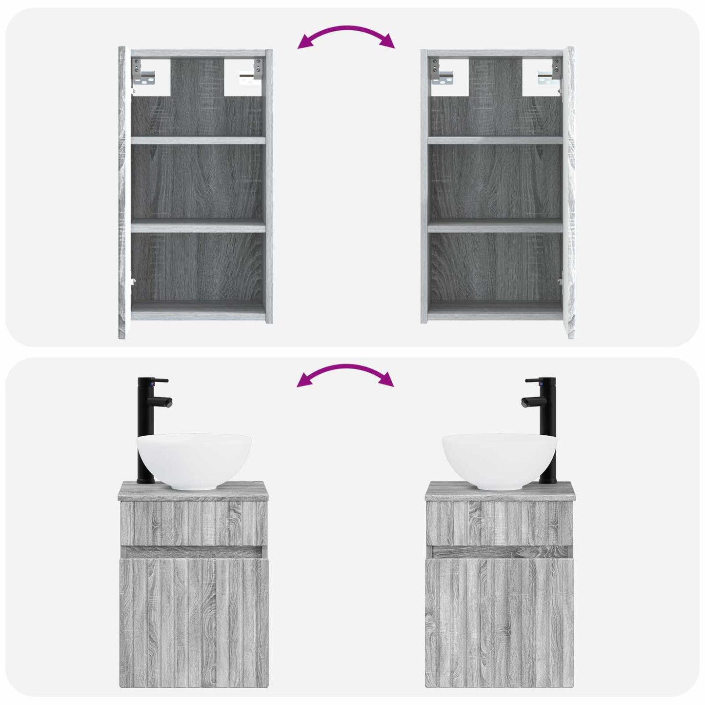 Bathroom Furniture Set 3 pcs Grey Sonoma 33 x 34.5 x 160 cm