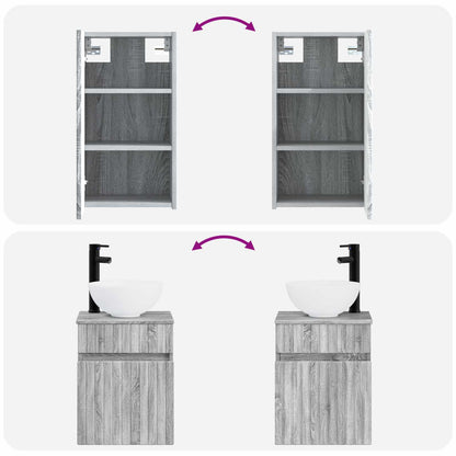 Bathroom Furniture Set 3 pcs Grey Sonoma 33 x 34.5 x 160 cm