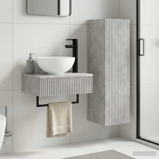 Bathroom Furniture Set 2 pcs Concrete Grey 33 x 34.5 x 100 cm