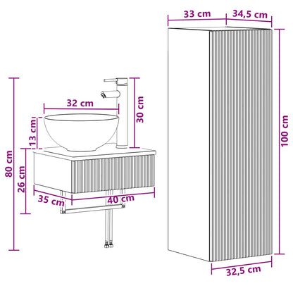 Bathroom Furniture Set 2 pcs Concrete Grey 33 x 34.5 x 100 cm